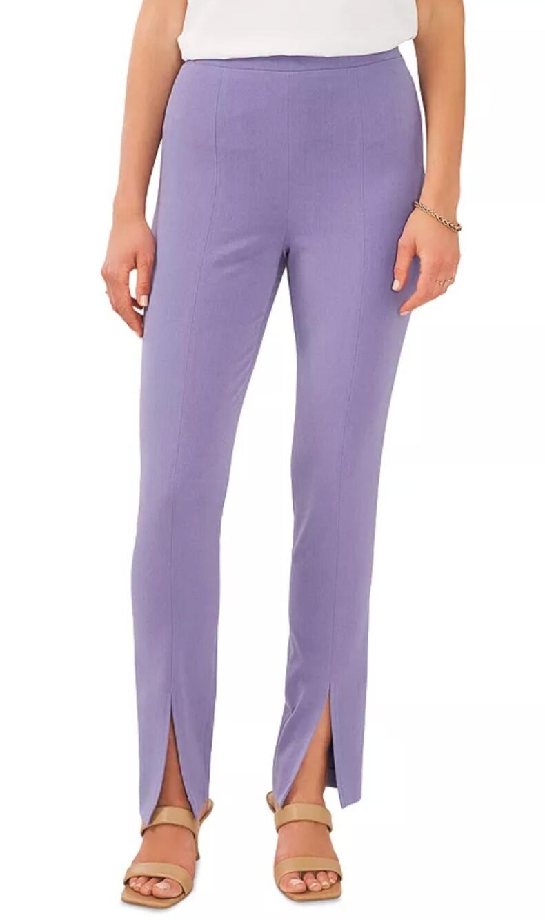 1. STATE Pants Womens 2 Purple Straight Leg Stretch Crepe Split Cuff Preppy